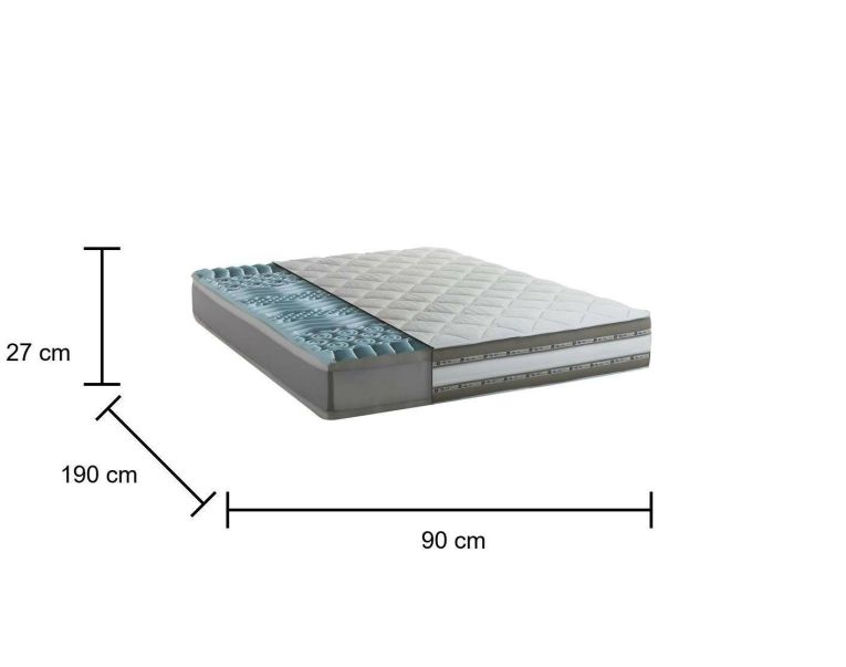 Materasso comfort uniforme prolungato singolo 90x190 in Memory Foam sfoderabile - Assi