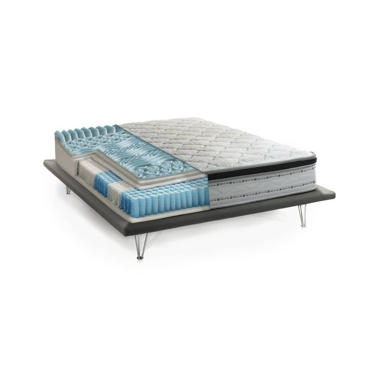 Materasso matrimoniale Porzia, Sfoderabile in Memory Foam+Gel e Molle insacchettate, 100% Made in Italy, Anti acaro e Anallergico, Cm 160x200h27