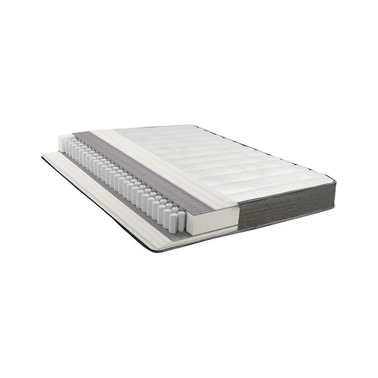 Materasso Piazza e Mezza Bianco Grigio Grado Rigidità Medio 190x120x22h cm, Misura Rete Compatibile 120x190 cm - Lombarda