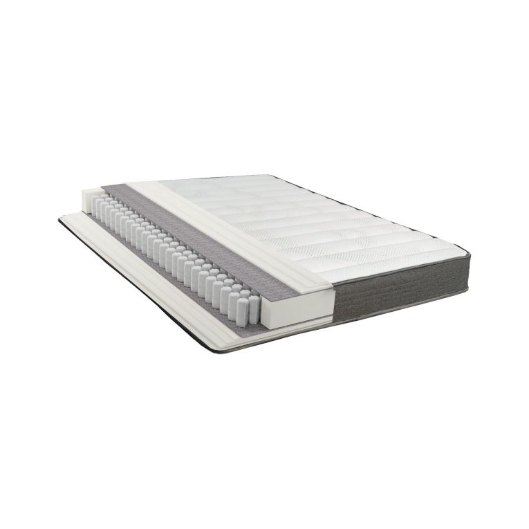 Materasso Piazza e Mezza Bianco Grigio Grado Rigidità Medio 200x120x22h cm, Misura Rete Compatibile 120x200 cm - Lombarda