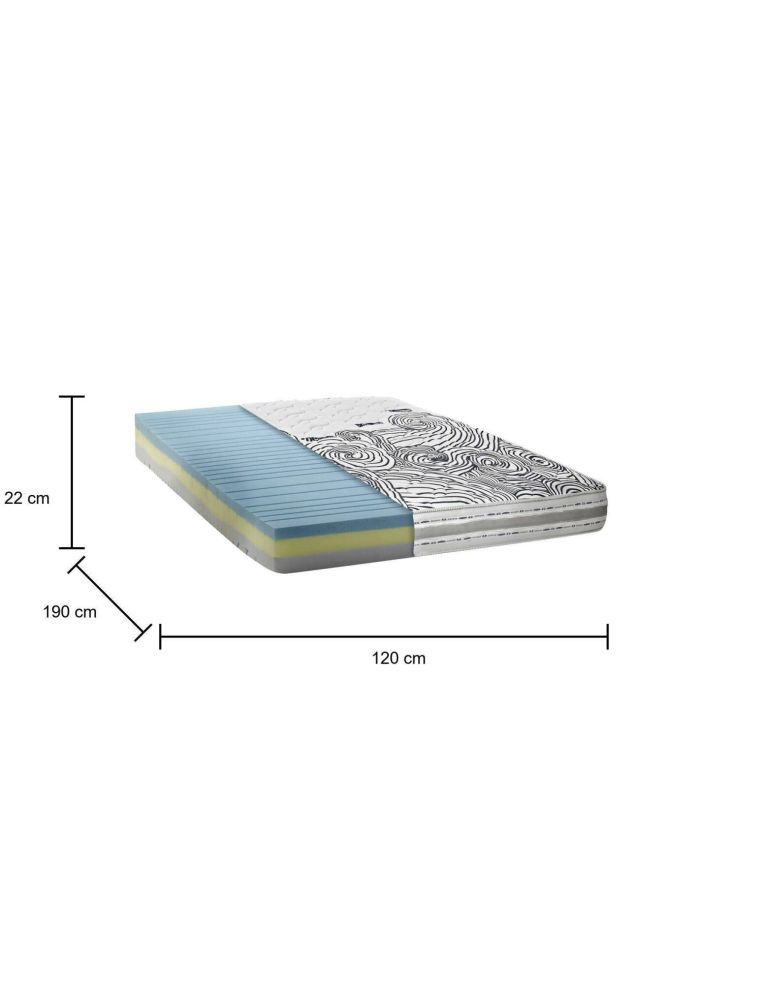 Materasso piazza e mezza Erica, Materasso sfoderabile in Memory Foam e Waterfoam, 100% Made in Italy, Anti acaro e Anallergico, Cm 120x190h22