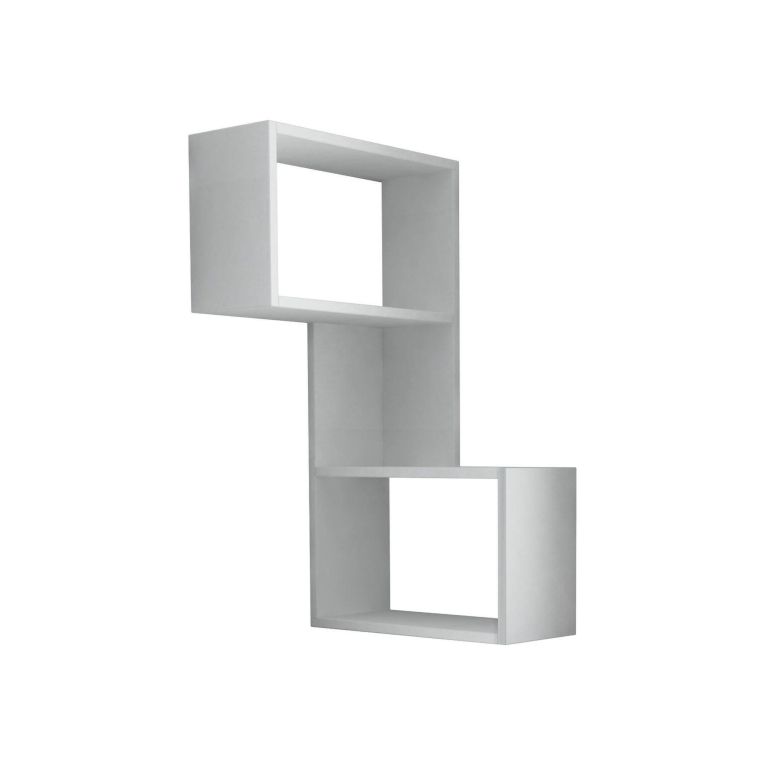 Mensola Alfirk, Scaffale, Ripiano a muro, Scaffalatura multiuso, 47x20 h86 cm, Bianco