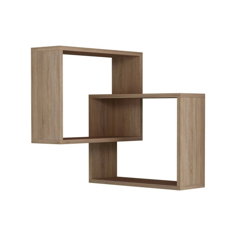 Mensola Alniyat, Scaffale, Ripiano a muro, Scaffalatura multiuso, 68x60h68 cm, Quercia