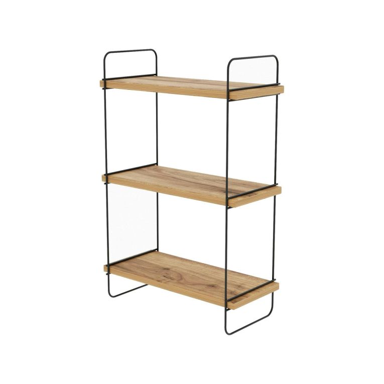 Mensola Alterf, Scaffale, Ripiano a muro, Scaffalatura multiuso, 40x20h66 cm, Quercia