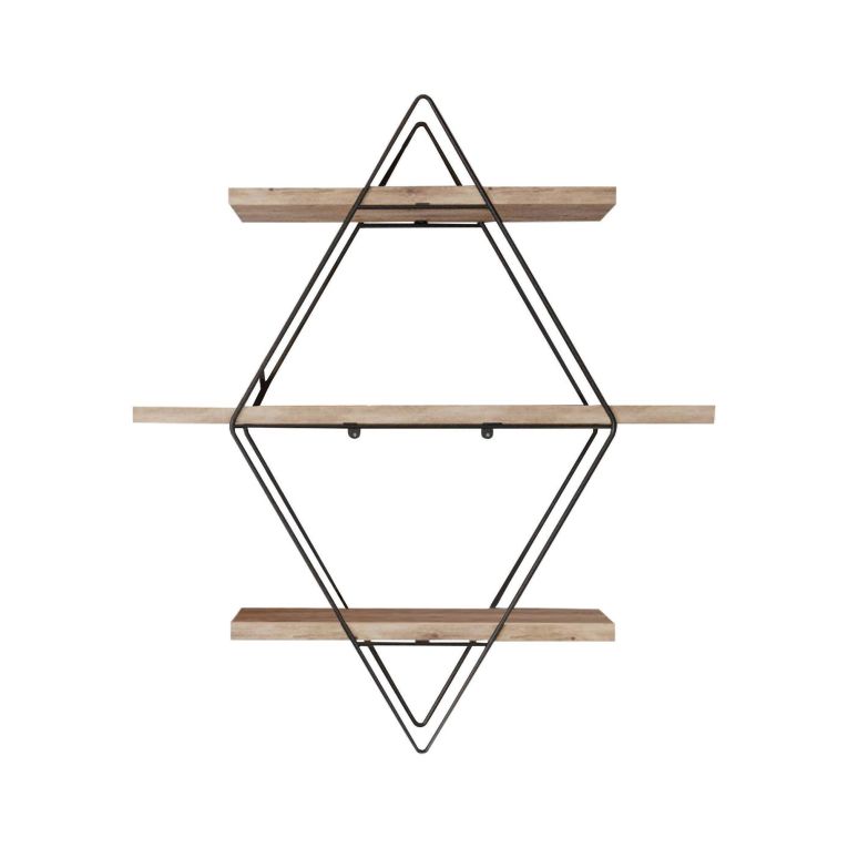 Mensola Autonoe, Scaffale, Ripiano a muro, Scaffalatura multiuso, 70x16 h60 cm, Oro e Nero