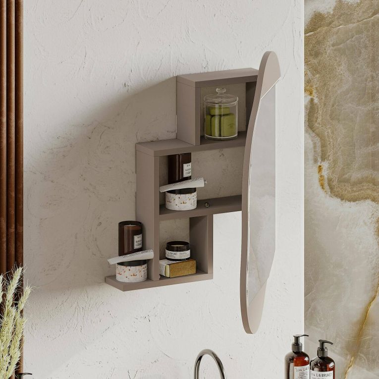 Mensola Azmidi, Scaffale, Ripiano a muro, Scaffalatura multiuso, 60x13 h75 cm, Beige