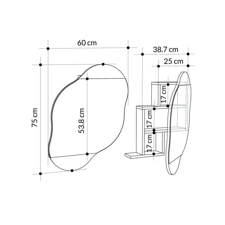 Mensola Azmidi, Scaffale, Ripiano a muro, Scaffalatura multiuso, 60x13 h75 cm, Beige