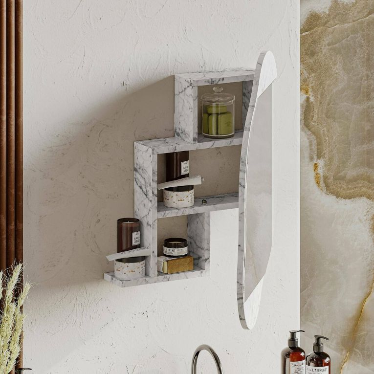 Mensola Azmidi, Scaffale, Ripiano a muro, Scaffalatura multiuso, 60x13 h75 cm, Grigio