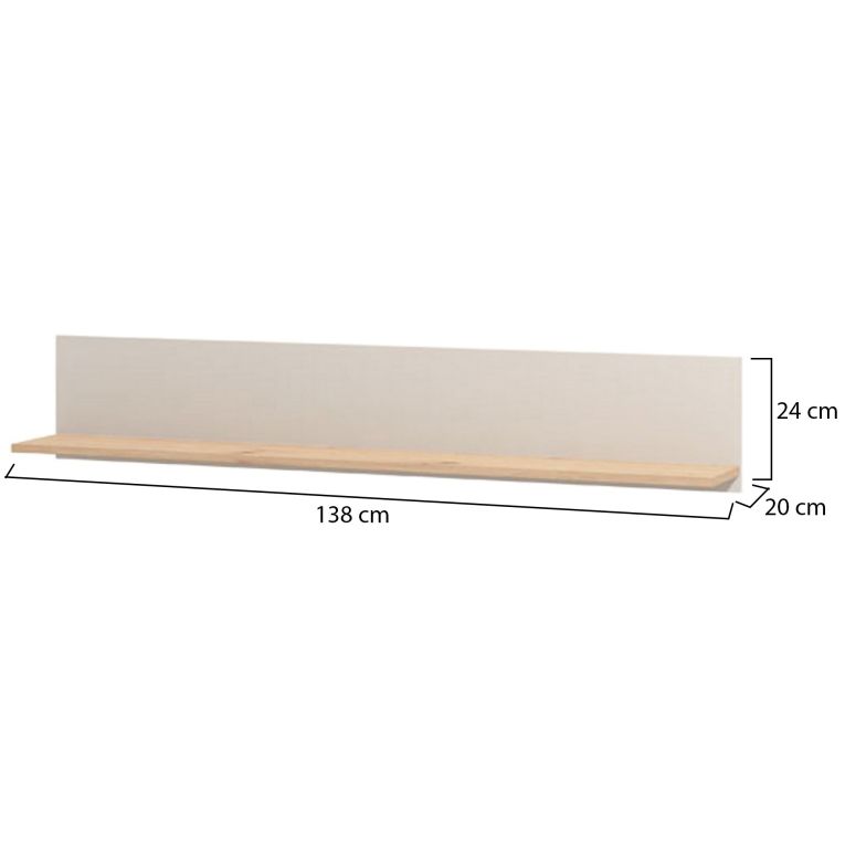 Mensola Beige Marrone Rovere un Ripiano 137.5x19.5x24h cm, Portata Ripiani 5 - Dugenta
