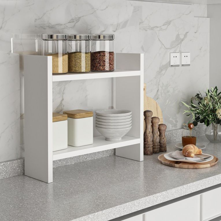 Mensola Bianco 2 Ripiani 34x10x30h cm, - Morfasso