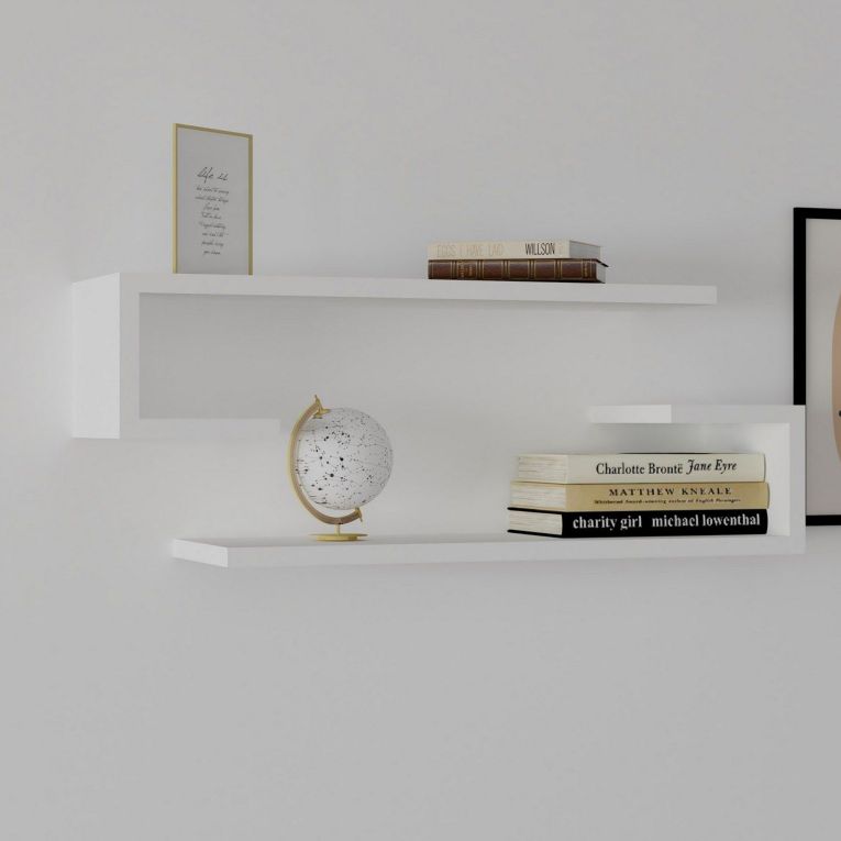 Mensola Bianco 2 Ripiani 60x20x15h cm, - Vallarsa