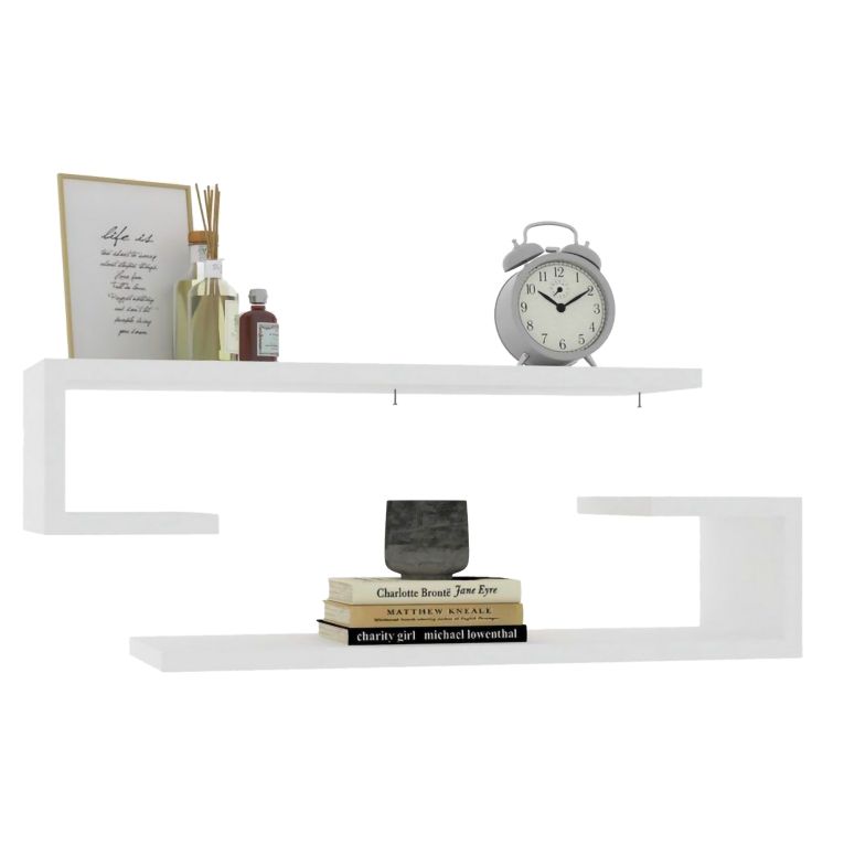 Mensola Bianco 2 Ripiani 60x20x15h cm, - Vallarsa