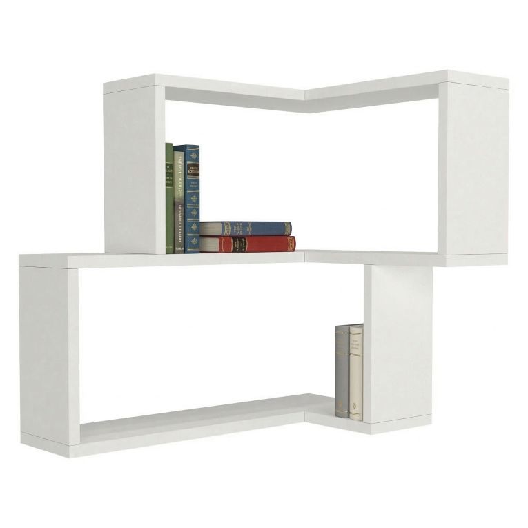 Mensola Bianco 2 Ripiani Angolare 45x15x55h cm, - Omignano