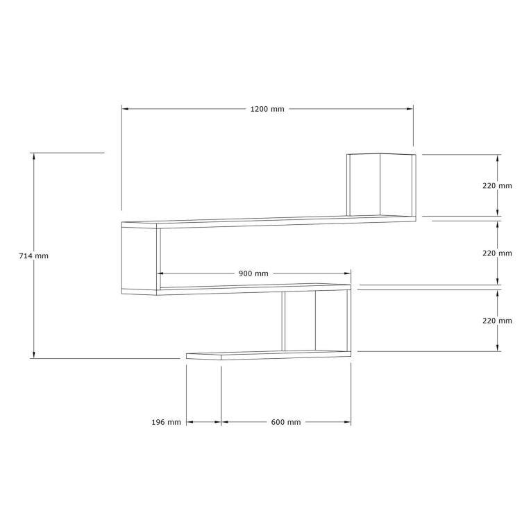Mensola Bianco 3 Ripiani 120x20x71h cm, - Deliceto
