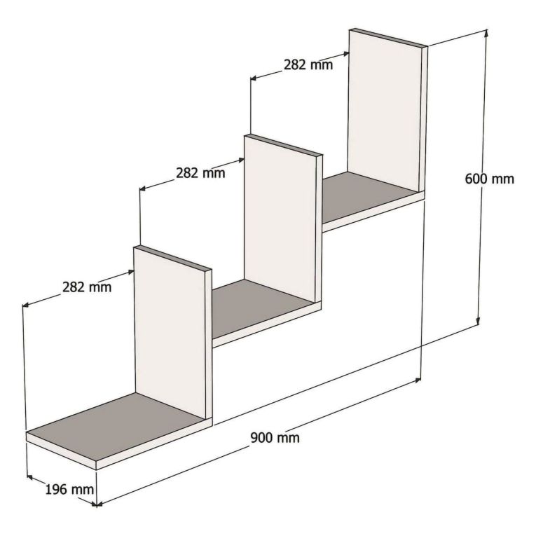 Mensola Bianco 3 Ripiani 90x20x60h cm, - Solesino