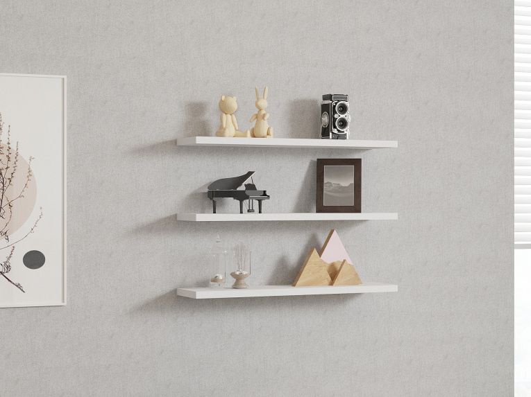 Mensola Bianco 3 Ripiani set da 3 60x15x2h cm, - Meina