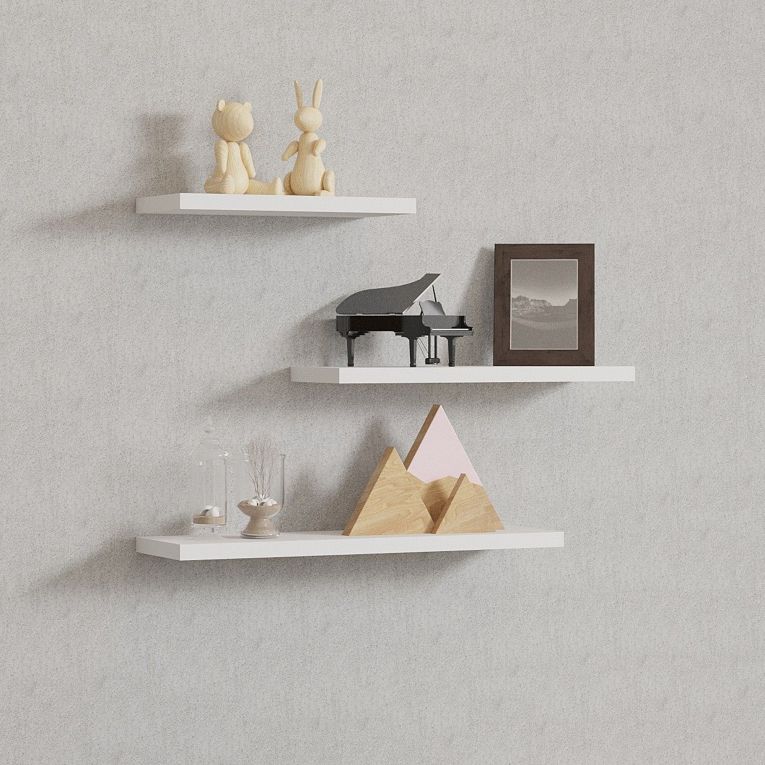 Mensola Bianco 3 Ripiani set da 3 Mensole 30x2x14h cm, - Roscigno