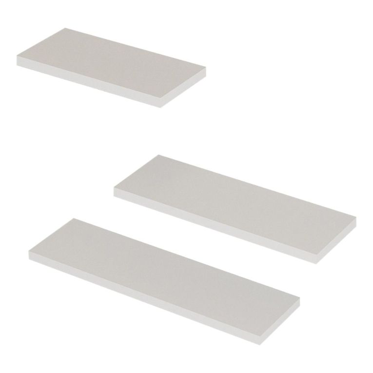Mensola Bianco 3 Ripiani set da 3 Mensole 30x2x14h cm, - Roscigno