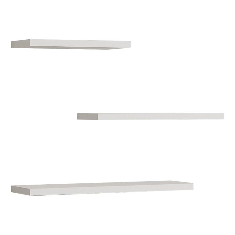 Mensola Bianco 3 Ripiani set da 3 Mensole 30x2x14h cm, - Roscigno