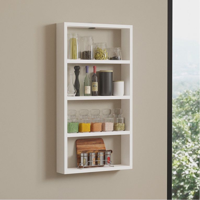 Mensola Bianco 4 Ripiani 43x9x80h cm, - Cervasca
