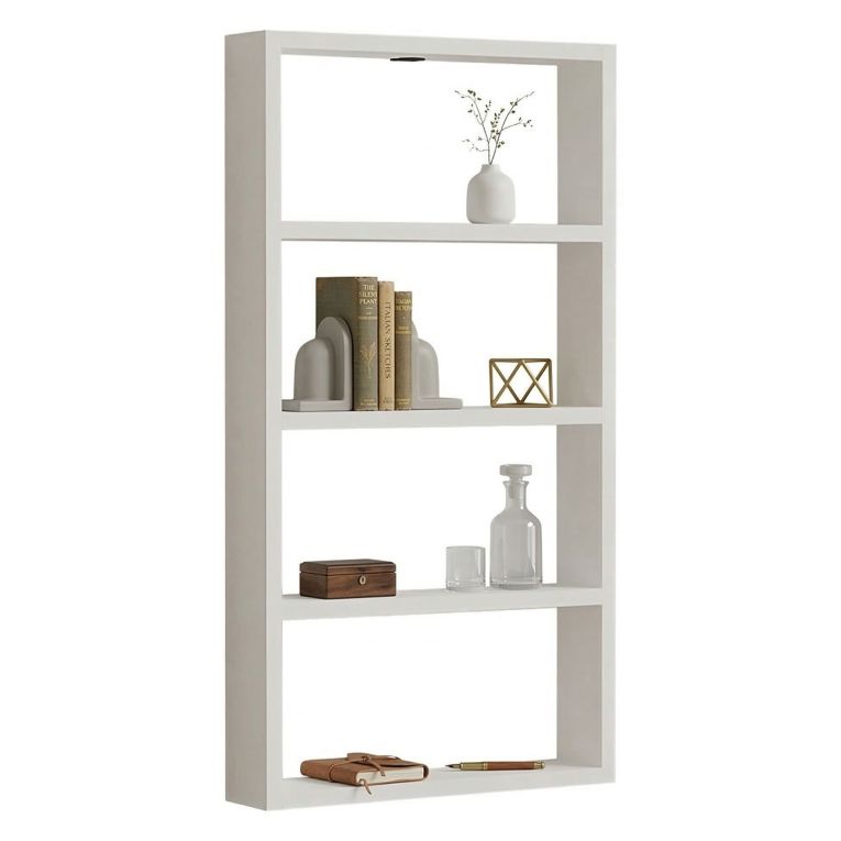 Mensola Bianco 4 Ripiani 43x9x80h cm, - Cervasca