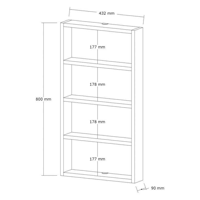 Mensola Bianco 4 Ripiani 43x9x80h cm, - Cervasca
