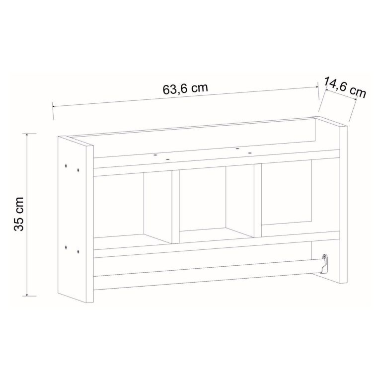 Mensola Bianco 4 Ripiani 64x15x35h cm, - Cortale
