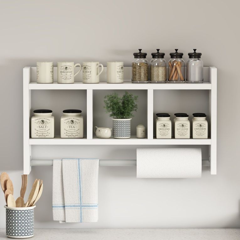 Mensola Bianco 4 Ripiani 64x15x35h cm, - Cortale