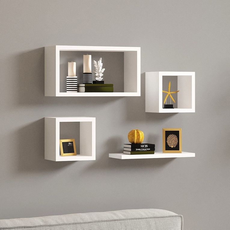 Mensola Bianco 4 Ripiani Modulabile,set da 4 Mensole 24x15x44h cm, - Lisignago