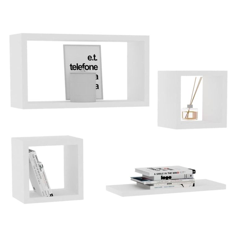 Mensola Bianco 4 Ripiani Modulabile,set da 4 Mensole 24x15x44h cm, - Lisignago