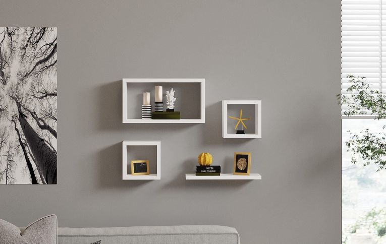 Mensola Bianco 4 Ripiani Modulabile,set da 4 Mensole 24x15x44h cm, - Lisignago
