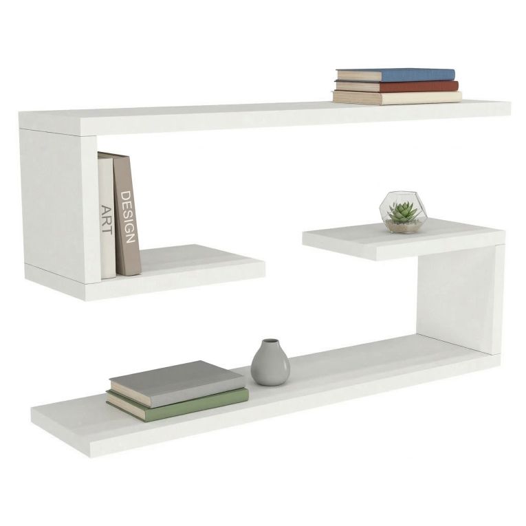 Mensola Bianco 4 Ripiani set da 2 Mensole 60x15x18h cm, - Savogna