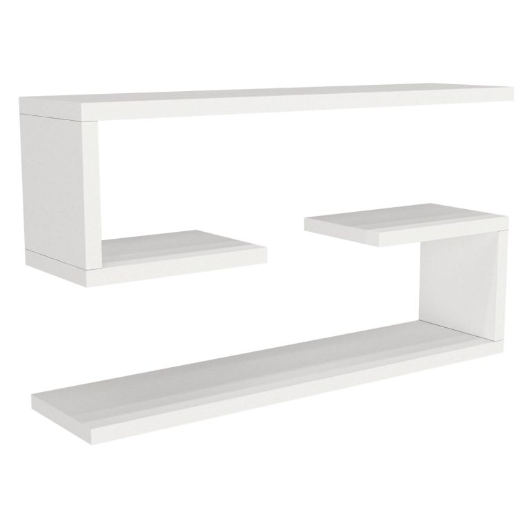 Mensola Bianco 4 Ripiani set da 2 Mensole 60x15x18h cm, - Savogna