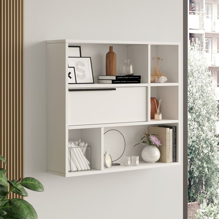 Mensola Bianco 5 Ripiani 90x22x81h cm, - Coeli