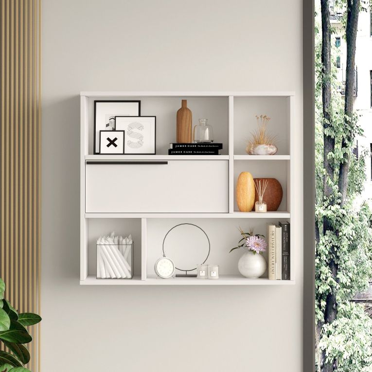 Mensola Bianco 5 Ripiani 90x22x81h cm, - Coeli