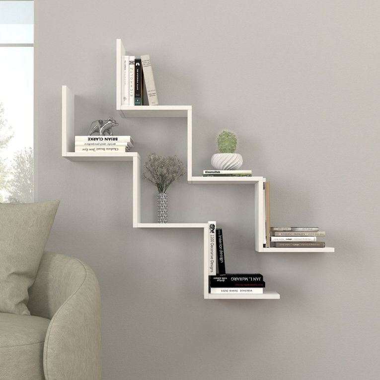 Mensola Bianco 6 Ripiani set da 2 Mensole 129x22x50h cm, - Palata