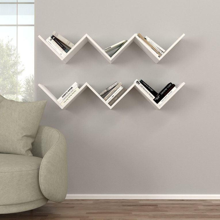 Mensola Bianco 6 Ripiani set da 2 Mensole 129x22x50h cm, - Palata