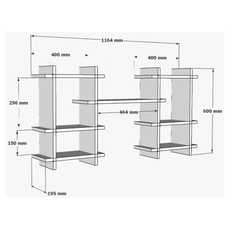 Mensola Bianco 7 Ripiani 116x20x60h cm, - Carrosio