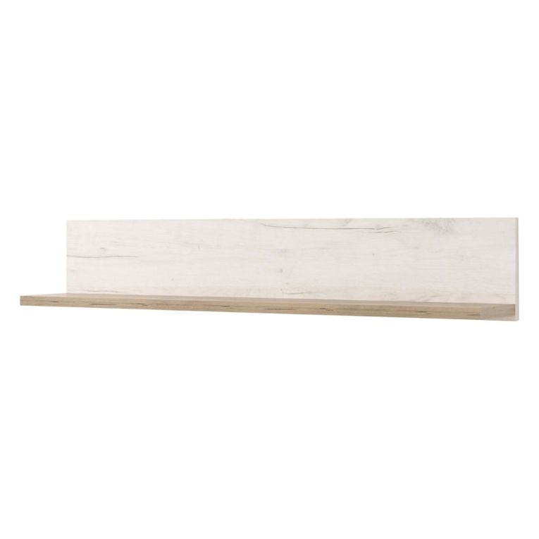 Mensola Bianco Anticato Marrone Rovere un Ripiano 120x19.5x22h cm, Portata Ripiani 5 - Picciano
