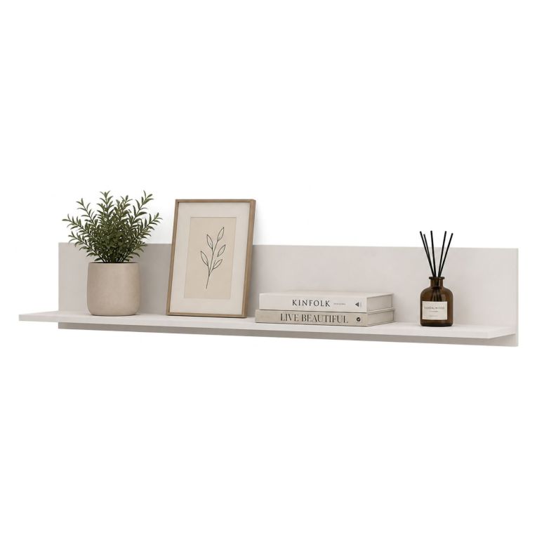 Mensola Bianco Crema un Ripiano Sfumatura Colore Struttura Crema 138x20x24h cm, - Rasun