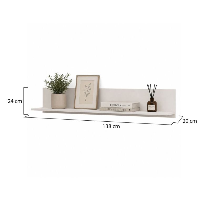 Mensola Bianco Crema un Ripiano Sfumatura Colore Struttura Crema 138x20x24h cm, - Rasun