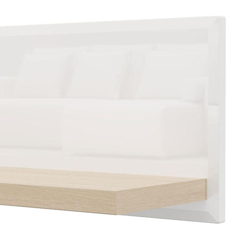 Mensola Bianco Lucido Marrone Rovere un Ripiano Sfumatura Colore Struttura Lucido 128x20x24h cm, Sfumatura Colore Struttura Rovere - Livo