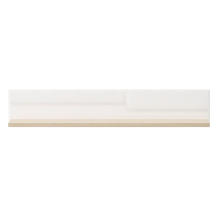 Mensola Bianco Lucido Marrone Rovere un Ripiano Sfumatura Colore Struttura Lucido 128x20x24h cm, Sfumatura Colore Struttura Rovere - Livo