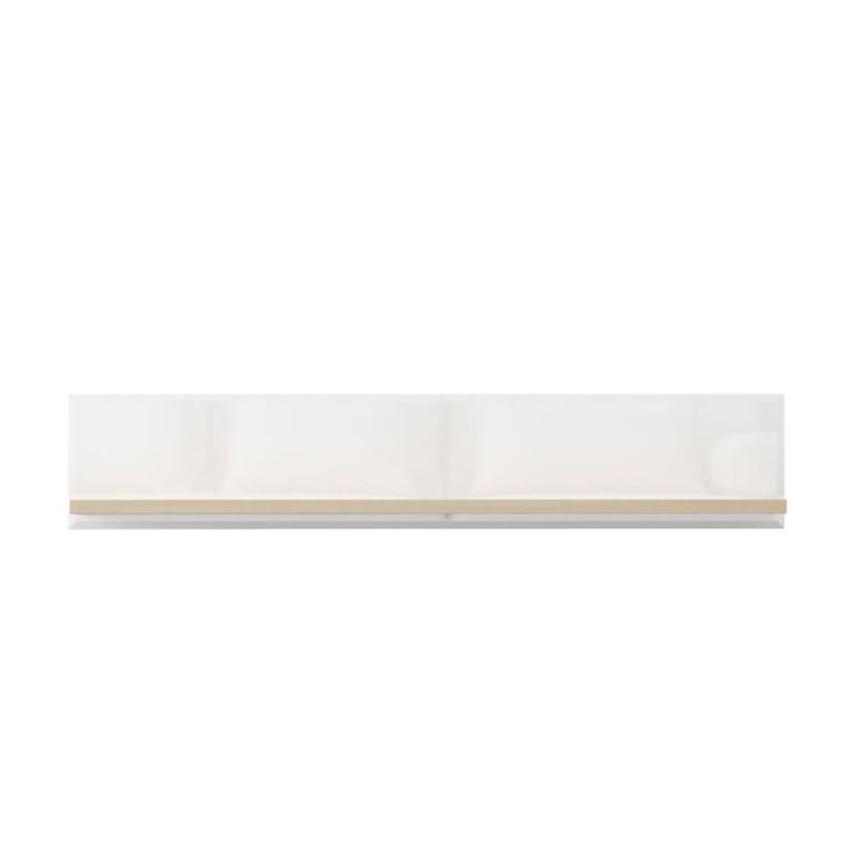 Mensola Bianco Lucido Marrone Rovere un Ripiano Sfumatura Colore Struttura Lucido 128x20x24h cm, Sfumatura Colore Struttura Rovere - Livo