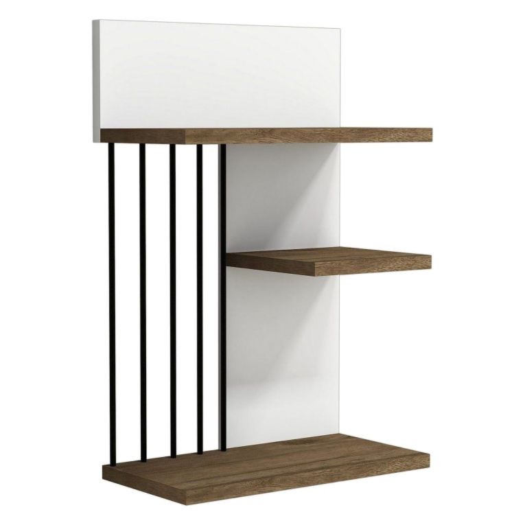 Mensola Bianco Marrone Noce 3 Ripiani Colore Struttura Marrone 40x21x60h cm, Sfumatura Colore Struttura Noce - Pensilis