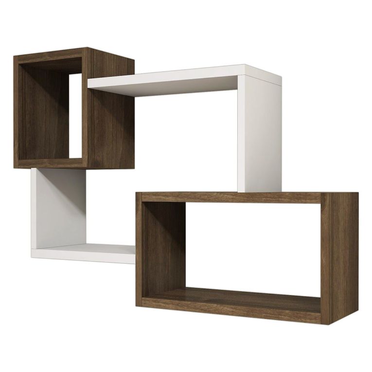 Mensola Bianco Marrone Noce 4 Ripiani Colore Struttura Marrone 91x22x51h cm, Sfumatura Colore Struttura Noce - Etnea