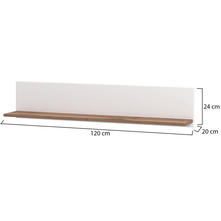 Mensola Bianco Marrone Noce un Ripiano 120x19.5x24h cm, Portata Ripiani 5 - Bellini