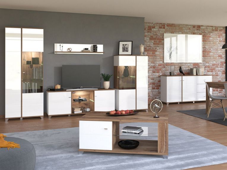 Mensola Bianco Marrone Noce un Ripiano 120x19.5x24h cm, Portata Ripiani 5 - Bellini