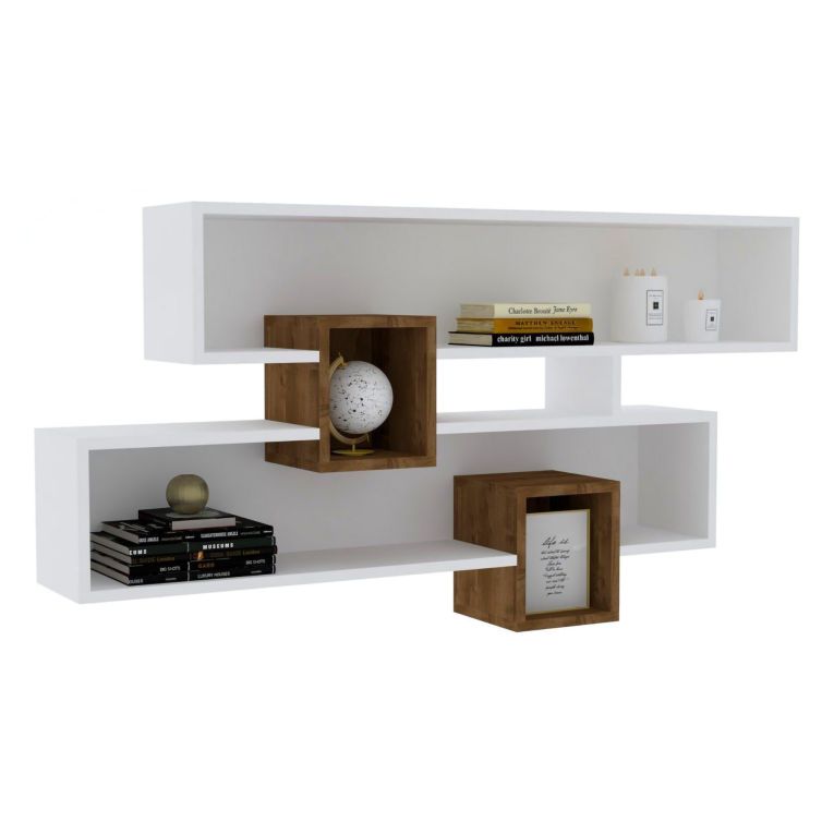 Mensola Bianco Marrone Rovere 4 Ripiani Colore Struttura Marrone 120x22x75h cm, Sfumatura Colore Struttura Rovere - Roddino