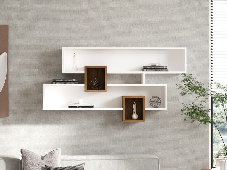 Mensola Bianco Marrone Rovere 4 Ripiani Colore Struttura Marrone 120x22x75h cm, Sfumatura Colore Struttura Rovere - Roddino